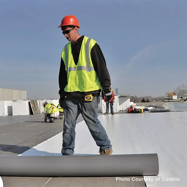 TPO Roofing being coated